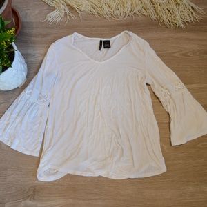 White Loose Fitting Bell Sleeve Blouse